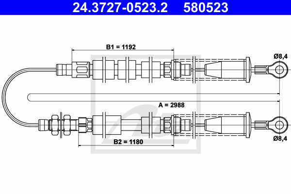 ATE 24.3727-0523.2 Cavo comando, Freno stazionamento