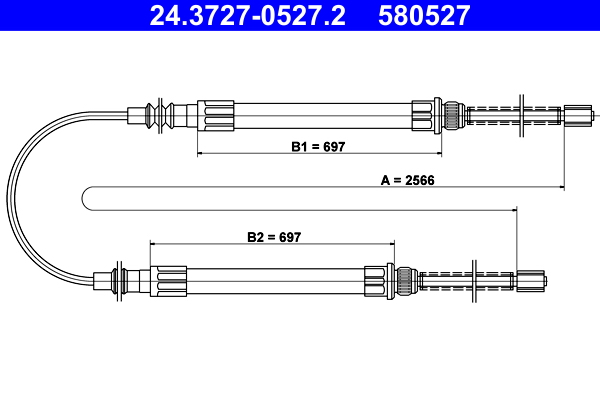 ATE 24.3727-0527.2 huzal, rögzítőfék CITROËN FIAT PEUGEOT