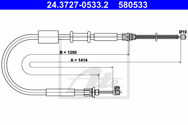 ATE 24.3727-0533.2 Cavo comando, Freno stazionamento-Cavo comando, Freno stazionamento-Ricambi Euro