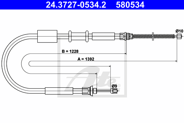 ATE 24.3727-0534.2 Cavo comando, Freno stazionamento-Cavo comando, Freno stazionamento-Ricambi Euro