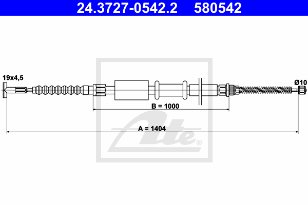 ATE 24.3727-0542.2 Cavo comando, Freno stazionamento-Cavo comando, Freno stazionamento-Ricambi Euro