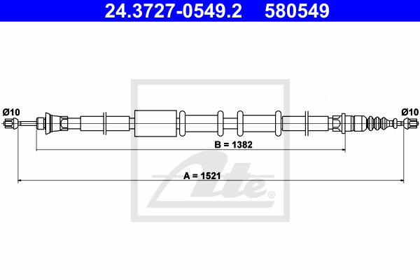 ATE 24.3727-0549.2 Cavo comando, Freno stazionamento-Cavo comando, Freno stazionamento-Ricambi Euro