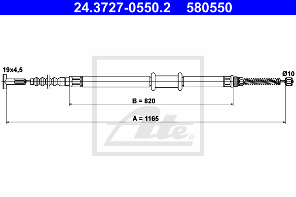 ATE 24.3727-0550.2 Cavo comando, Freno stazionamento