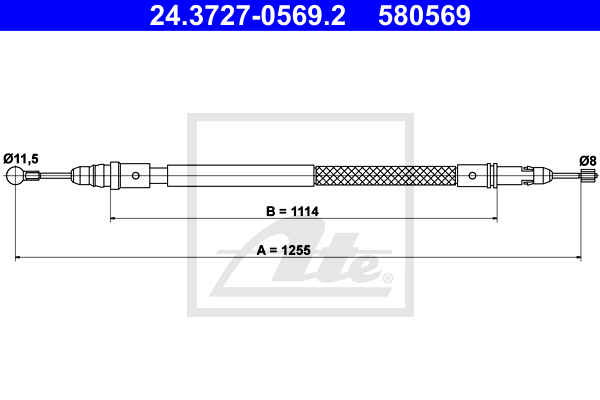 ATE 24.3727-0569.2 Cavo comando, Freno stazionamento-Cavo comando, Freno stazionamento-Ricambi Euro