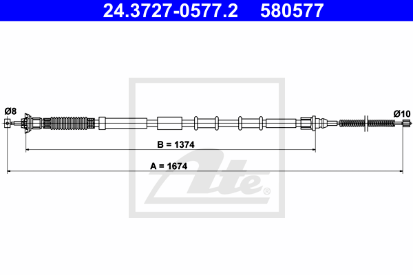 ATE 24.3727-0577.2 Cavo comando, Freno stazionamento-Cavo comando, Freno stazionamento-Ricambi Euro