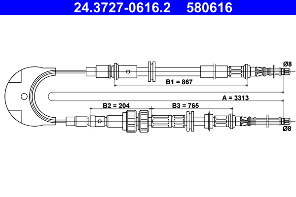 ATE 24.3727-0616.2 Seilzug, Feststellbremse