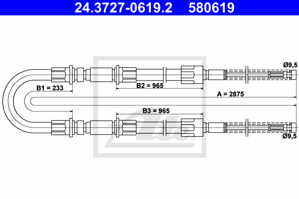 ATE 24.3727-0619.2 Cavo comando, Freno stazionamento