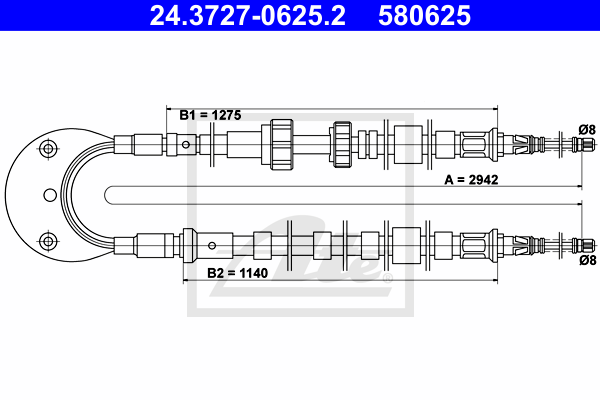 ATE 24.3727-0625.2 Cavo comando, Freno stazionamento-Cavo comando, Freno stazionamento-Ricambi Euro