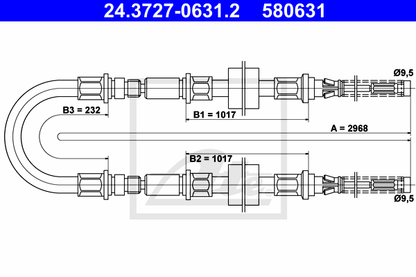 ATE 24.3727-0631.2 Cavo comando, Freno stazionamento