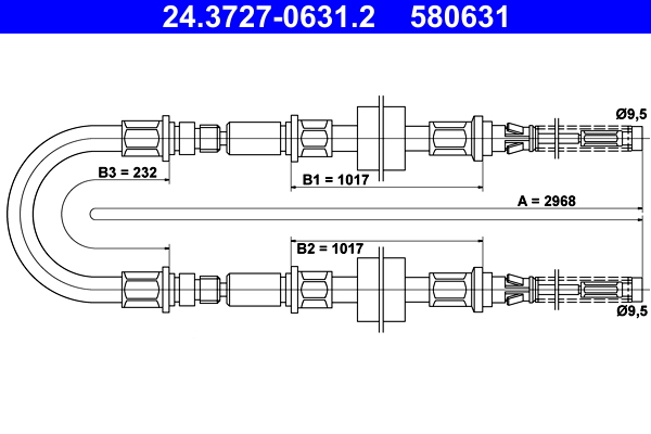 ATE 24.3727-0631.2 Seilzug, Feststellbremse