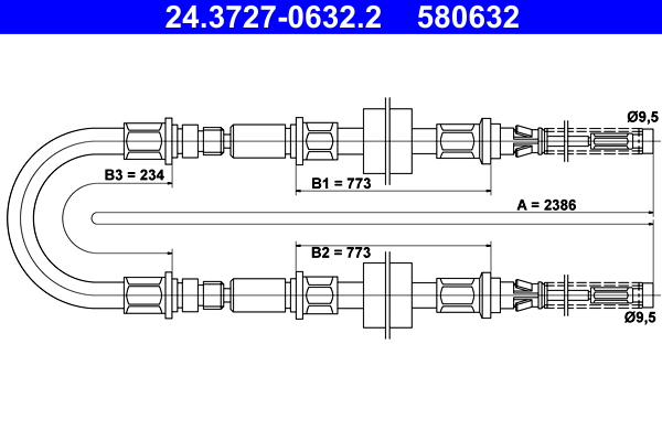 ATE 24.3727-0632.2 Seilzug, Feststellbremse