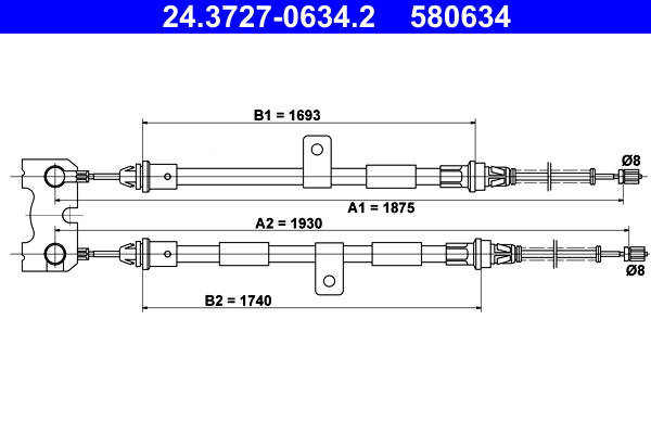 ATE 24.3727-0634.2 Seilzug, Feststellbremse