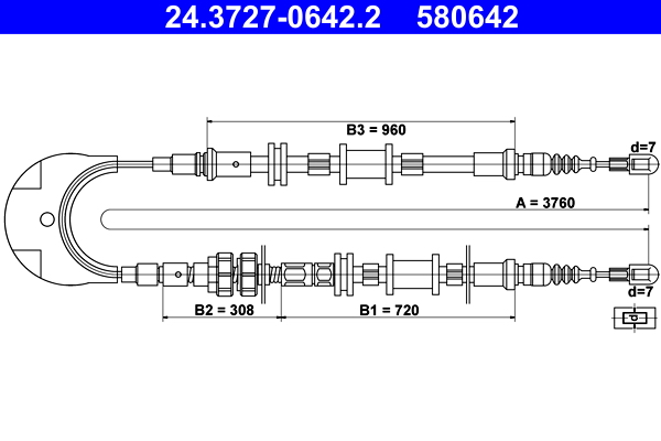 ATE 24.3727-0642.2 Seilzug, Feststellbremse