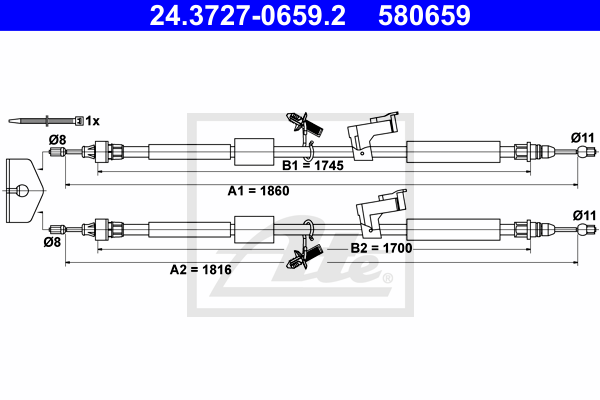 ATE 24.3727-0659.2 Cavo comando, Freno stazionamento