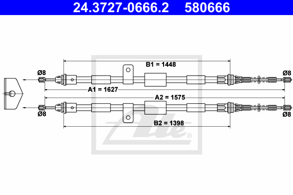 ATE 24.3727-0666.2 Cavo comando, Freno stazionamento-Cavo comando, Freno stazionamento-Ricambi Euro