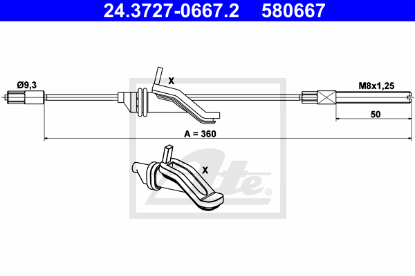 ATE 24.3727-0667.2 Cavo comando, Freno stazionamento