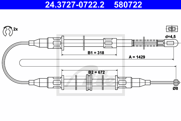 ATE 24.3727-0722.2 Cavo comando, Freno stazionamento