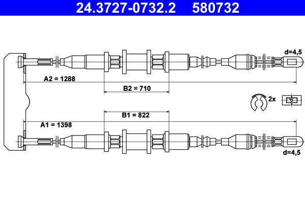 ATE 24.3727-0732.2 Seilzug, Feststellbremse