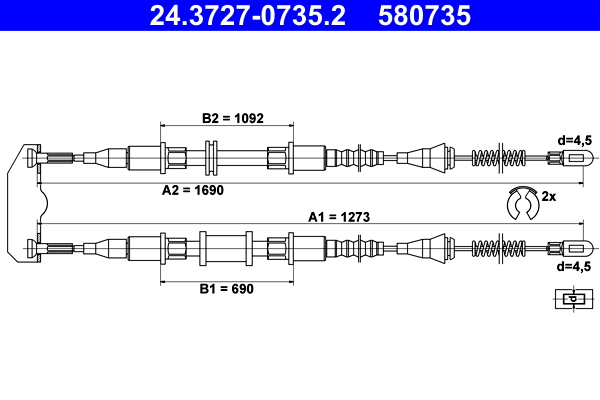 ATE 24.3727-0735.2 Seilzug, Feststellbremse