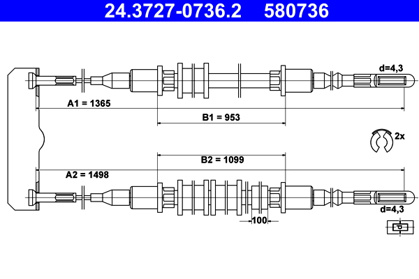 ATE 24.3727-0736.2 Seilzug, Feststellbremse