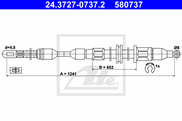 ATE 24.3727-0737.2 Cavo comando, Freno stazionamento-Cavo comando, Freno stazionamento-Ricambi Euro