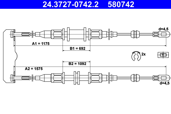 ATE 24.3727-0742.2 Seilzug, Feststellbremse