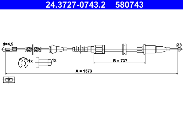 ATE 24.3727-0743.2 Seilzug, Feststellbremse