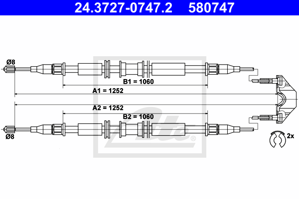 ATE 24.3727-0747.2 Cavo comando, Freno stazionamento