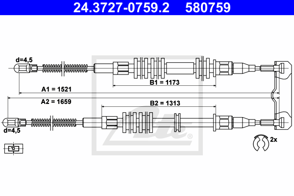 ATE 24.3727-0759.2 Cavo comando, Freno stazionamento-Cavo comando, Freno stazionamento-Ricambi Euro