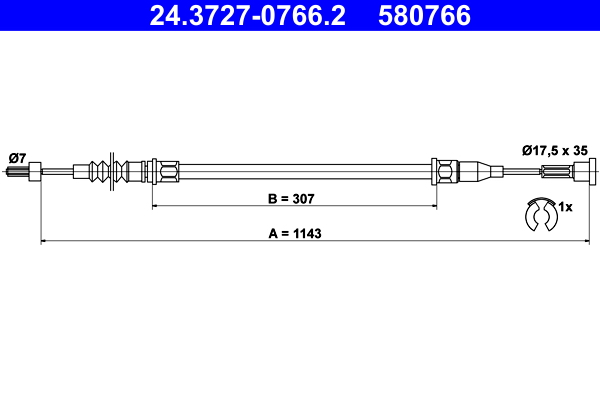 ATE 24.3727-0766.2 Seilzug, Feststellbremse