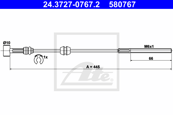 ATE 24.3727-0767.2 Cavo comando, Freno stazionamento-Cavo comando, Freno stazionamento-Ricambi Euro