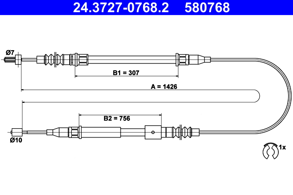 ATE 24.3727-0768.2 Seilzug, Feststellbremse