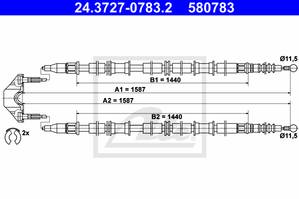 ATE 24.3727-0783.2 Cavo comando, Freno stazionamento-Cavo comando, Freno stazionamento-Ricambi Euro