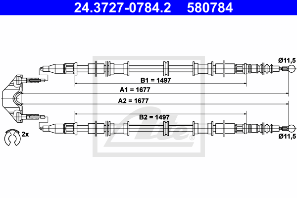 ATE 24.3727-0784.2 Cavo comando, Freno stazionamento