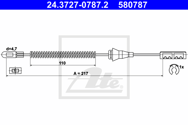 ATE 24.3727-0787.2 Cavo comando, Freno stazionamento