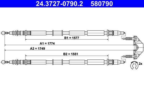 ATE 24.3727-0790.2 Seilzug, Feststellbremse
