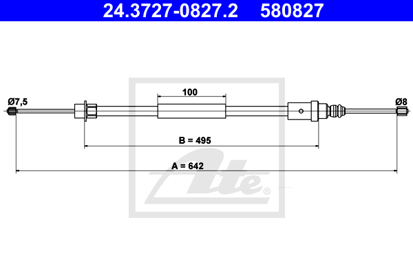 ATE 24.3727-0827.2 Cavo comando, Freno stazionamento