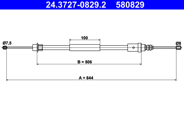 ATE 24.3727-0829.2 Seilzug, Feststellbremse