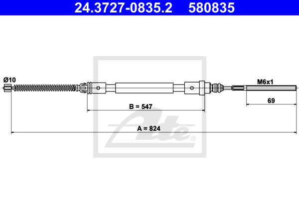 ATE 24.3727-0835.2 Cavo comando, Freno stazionamento