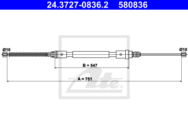 ATE 24.3727-0836.2 Cavo comando, Freno stazionamento