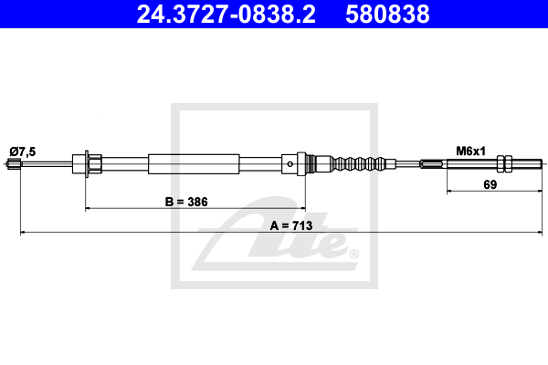 ATE 24.3727-0838.2 Cavo comando, Freno stazionamento