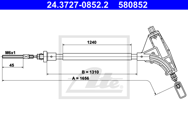 ATE 24.3727-0852.2 Cavo comando, Freno stazionamento-Cavo comando, Freno stazionamento-Ricambi Euro