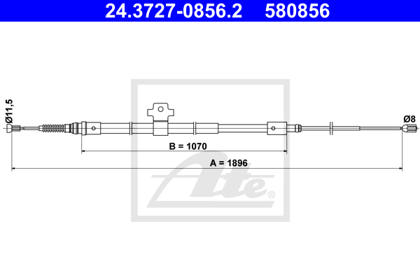 ATE 24.3727-0856.2 Cavo comando, Freno stazionamento-Cavo comando, Freno stazionamento-Ricambi Euro