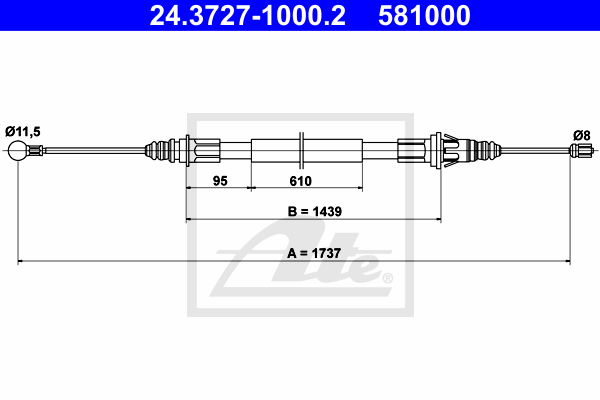 ATE 24.3727-1000.2 Cavo comando, Freno stazionamento