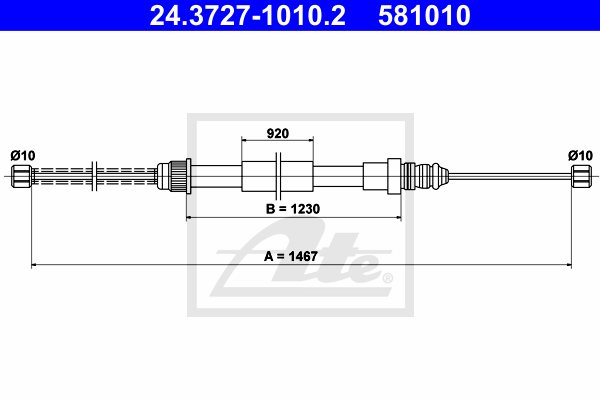 ATE 24.3727-1010.2 Cavo comando, Freno stazionamento