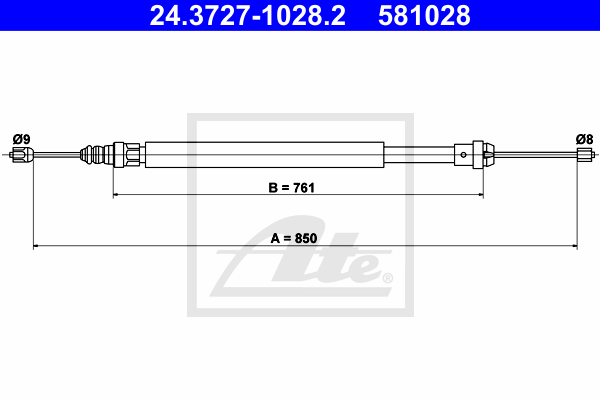 ATE 24.3727-1028.2 Cavo comando, Freno stazionamento