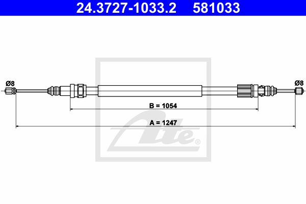 ATE 24.3727-1033.2 Cavo comando, Freno stazionamento