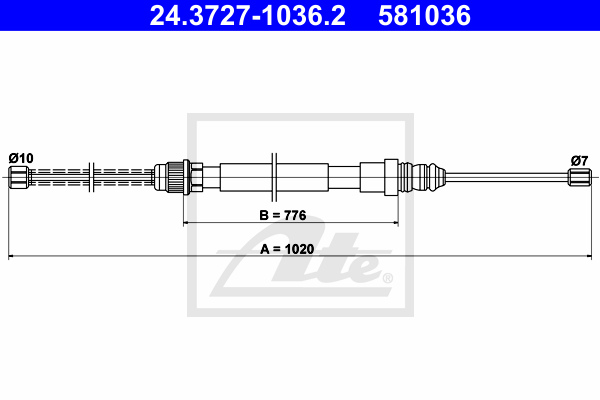 ATE 24.3727-1036.2 Cavo comando, Freno stazionamento