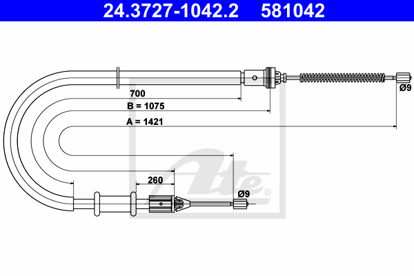 ATE 24.3727-1042.2 Cavo comando, Freno stazionamento