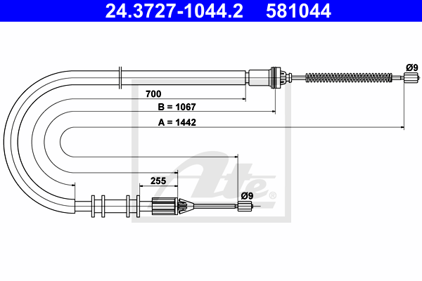 ATE 24.3727-1044.2 Cavo comando, Freno stazionamento